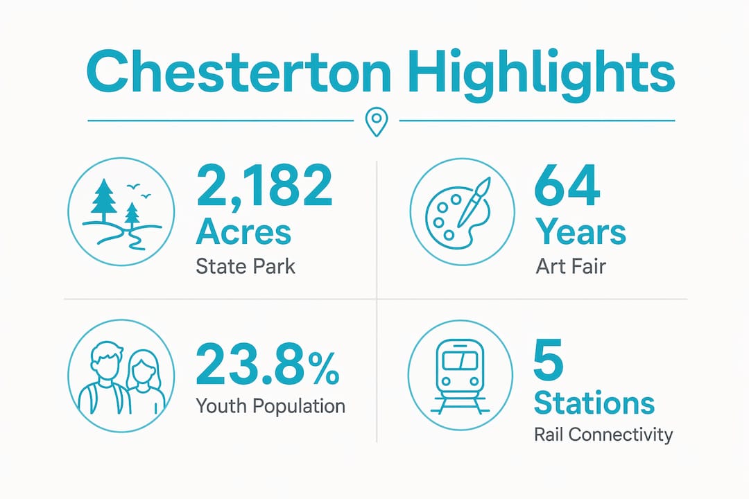 Infographic showing Chesterton key attractions and stats