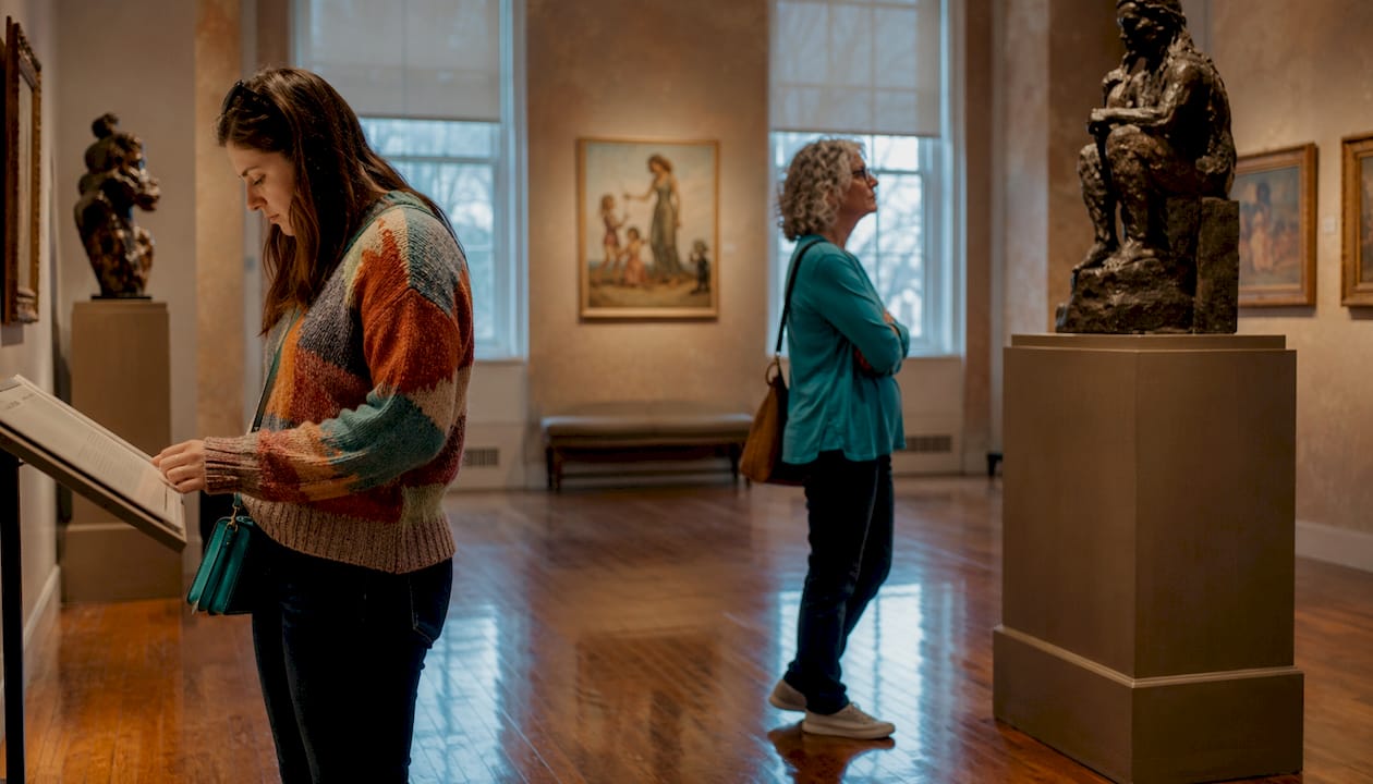 Visitors viewing art at Brauer Museum