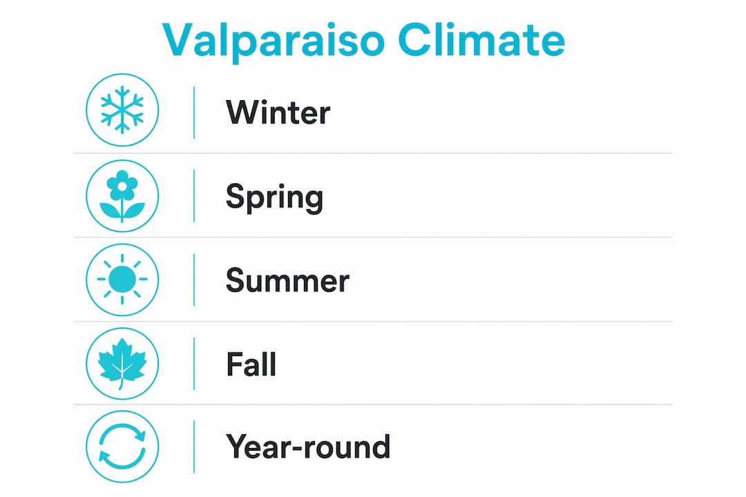 Infographic showing Valparaiso climate seasons