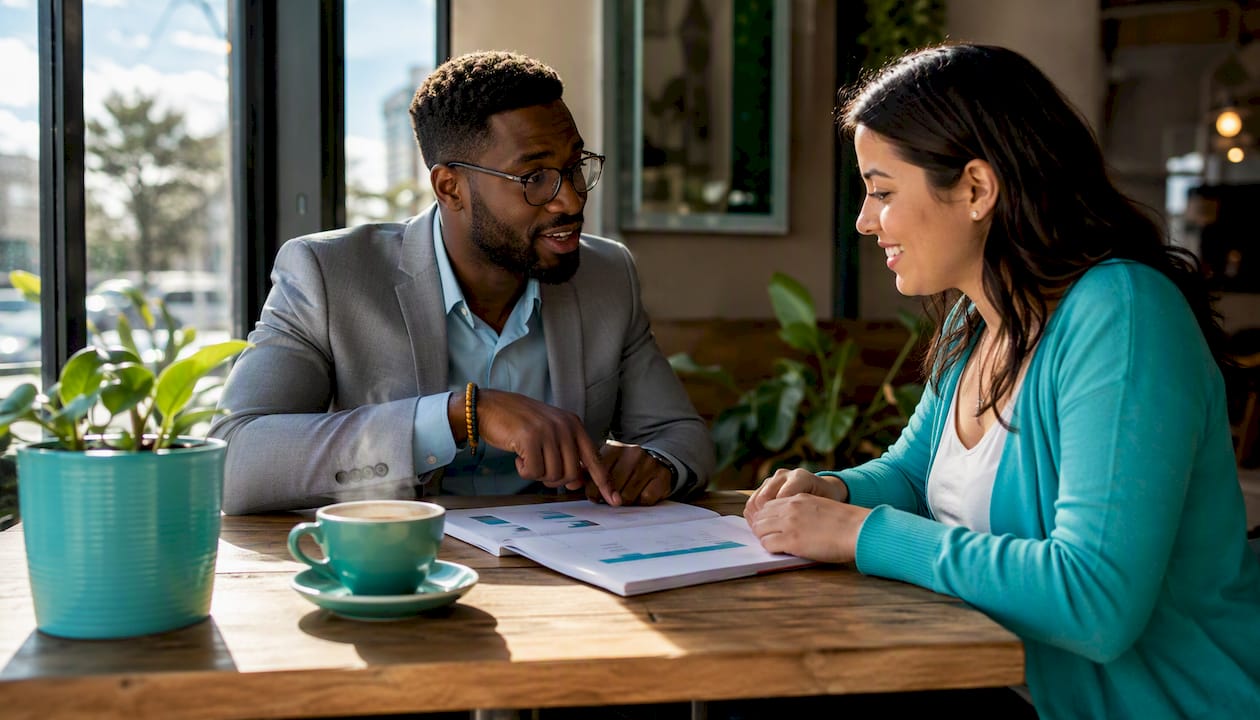 Agent consulting client about selling options