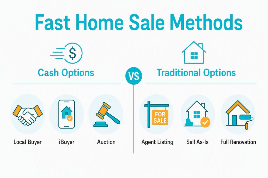 Infographic showing quick home sale methods compared