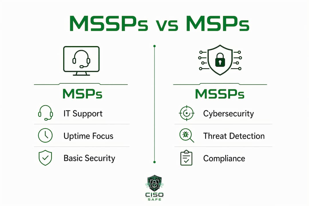 Infographic comparing MSSPs and MSPs with key differences