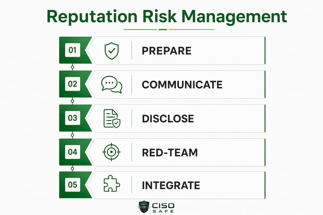 Infographic illustrating cyber risk reputation management steps