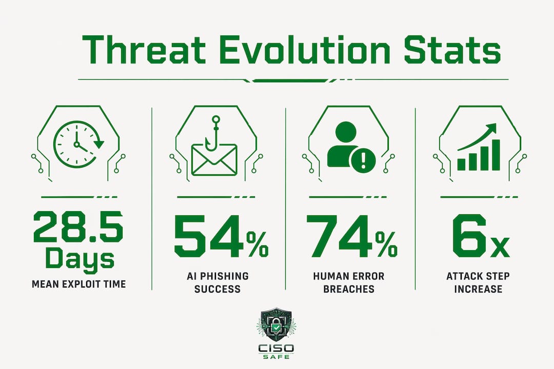 Infographic displaying key cyber threat evolution statistics