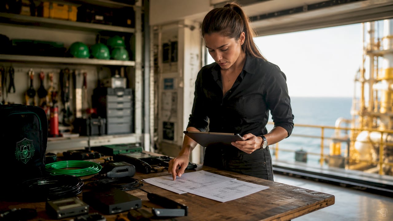 Technician conducting asset inventory on offshore OT devices