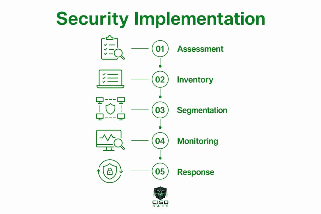 Infographic outlining offshore cybersecurity control steps