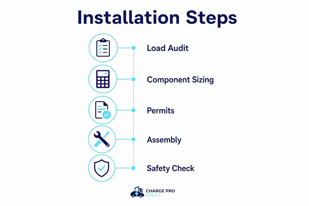 Infographic showing step-by-step battery backup installation