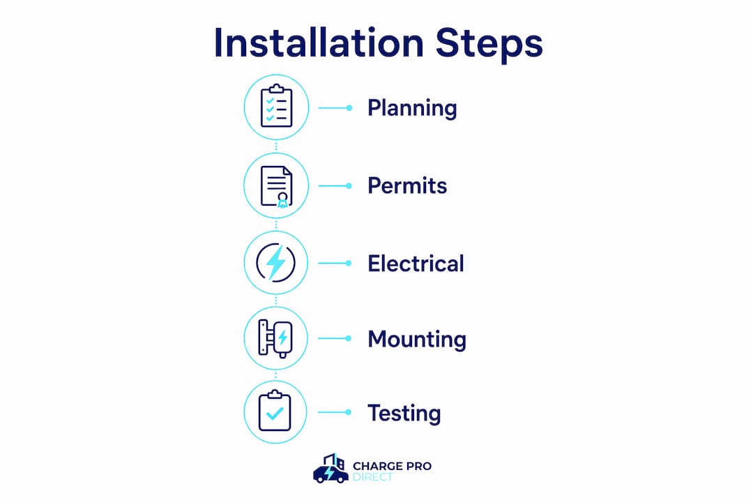 Infographic showing J1772 charger installation steps