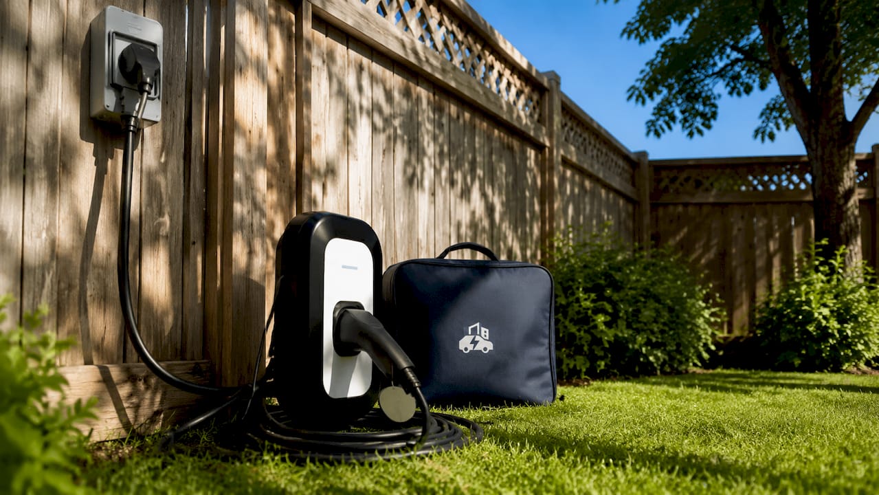Portable Level 2 EV charger in garage