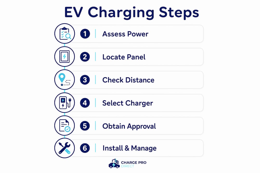 Infographic showing EV charging installation steps