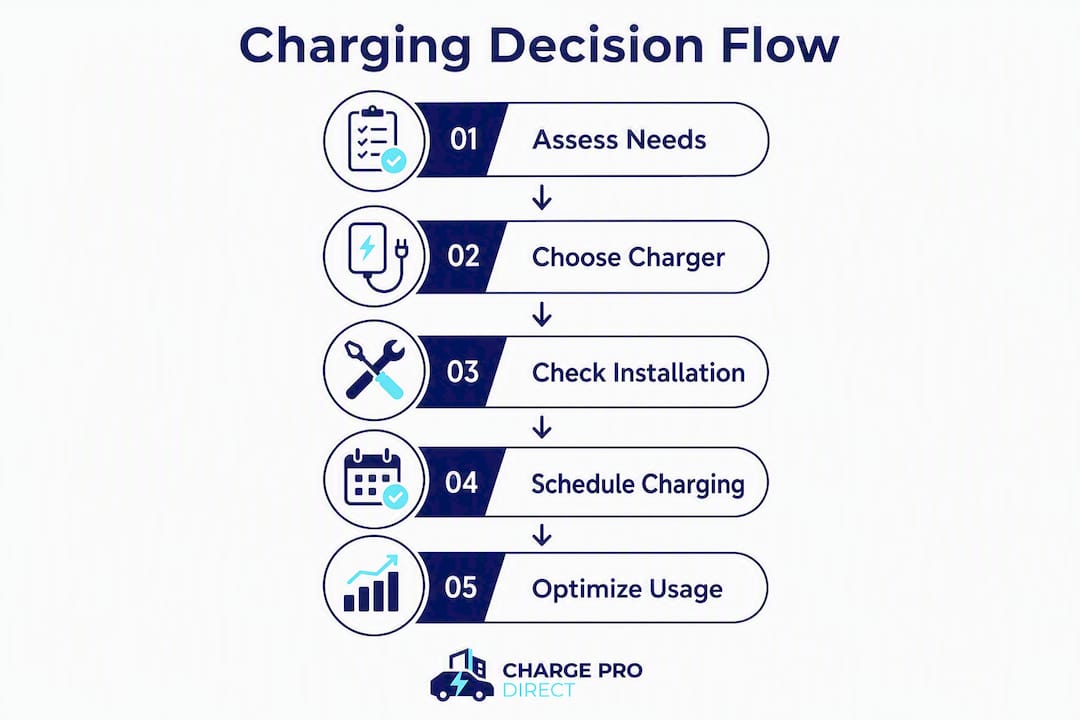 Infographic depicting electric car charging decision steps