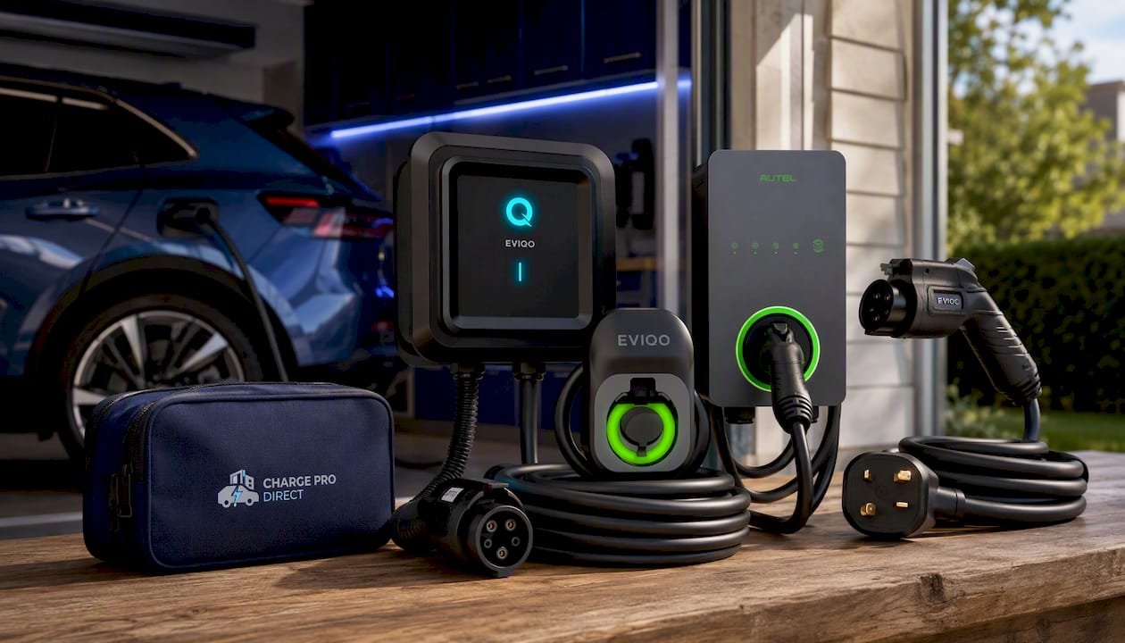 EVIQO Level 2 EV Charger, 48A (50A Max), 240V, Hardwired, J1772 for Non-Tesla EVs