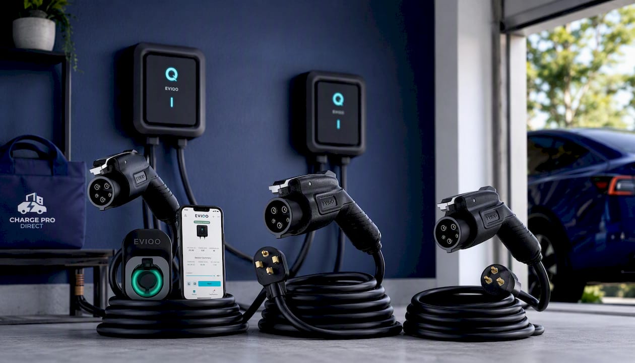 EVIQO Level 2 EV Charger, 48A (50A Max), 240V, Hardwired, J1772 for Non-Tesla EVs
