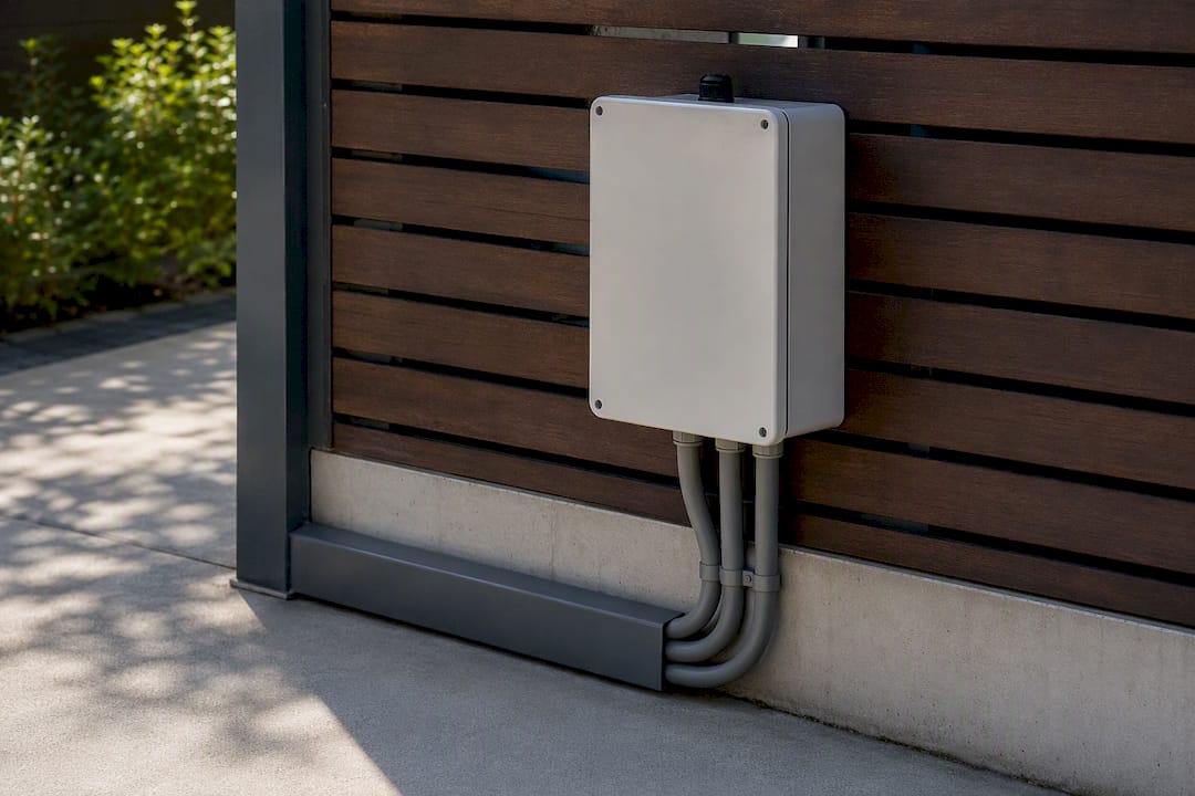 Outdoor EV charger weatherproof wall mount detail