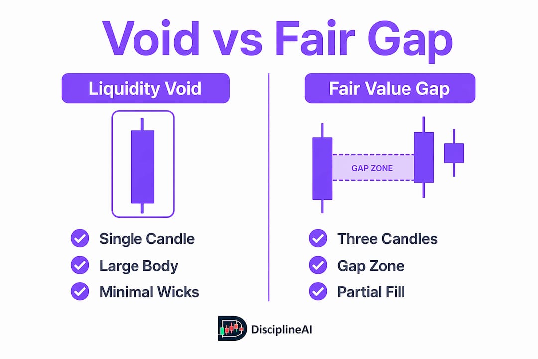 Comparison infographic of liquidity void and fair value gap