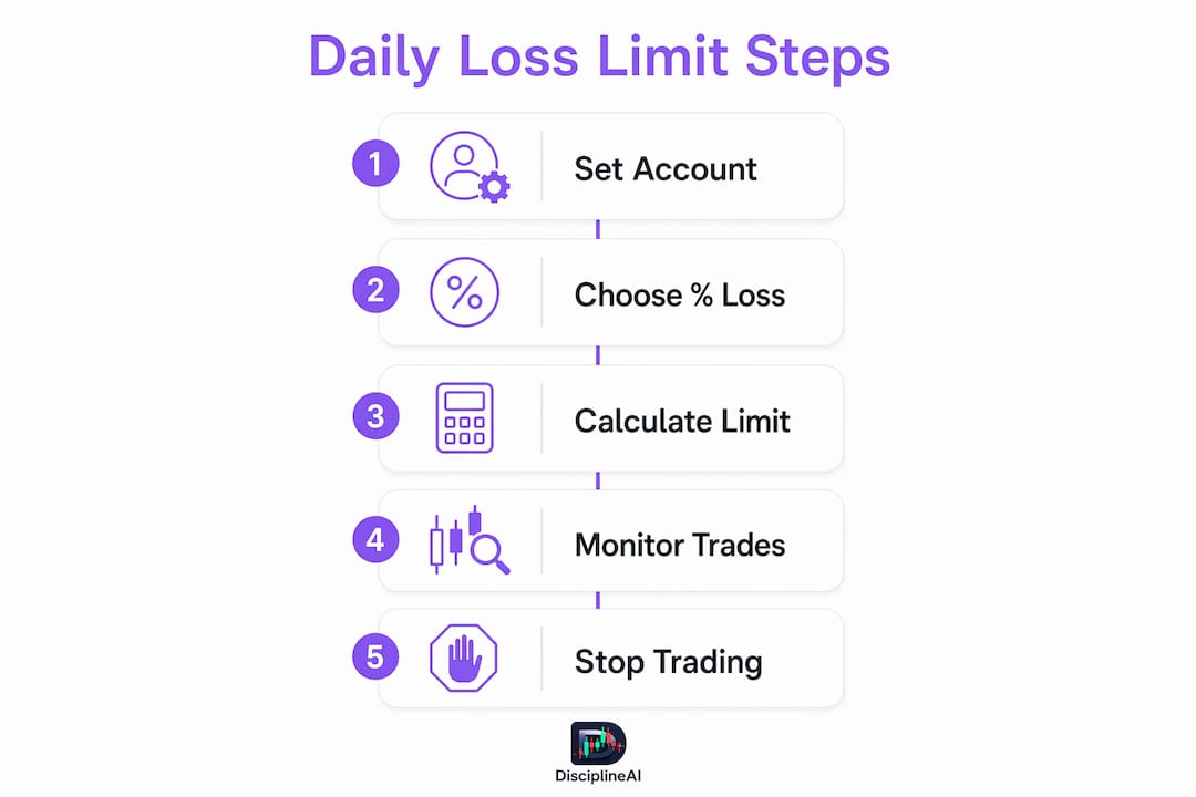 Infographic displaying daily loss limit calculation steps
