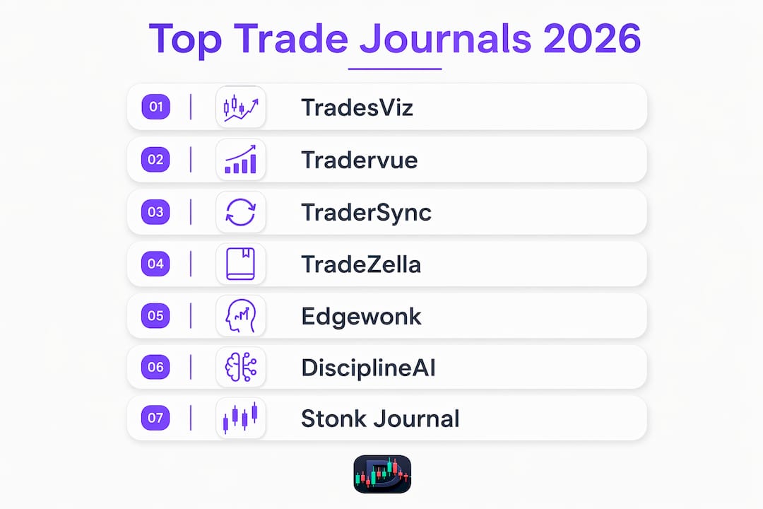 Infographic ranking best trade journaling apps in 2026