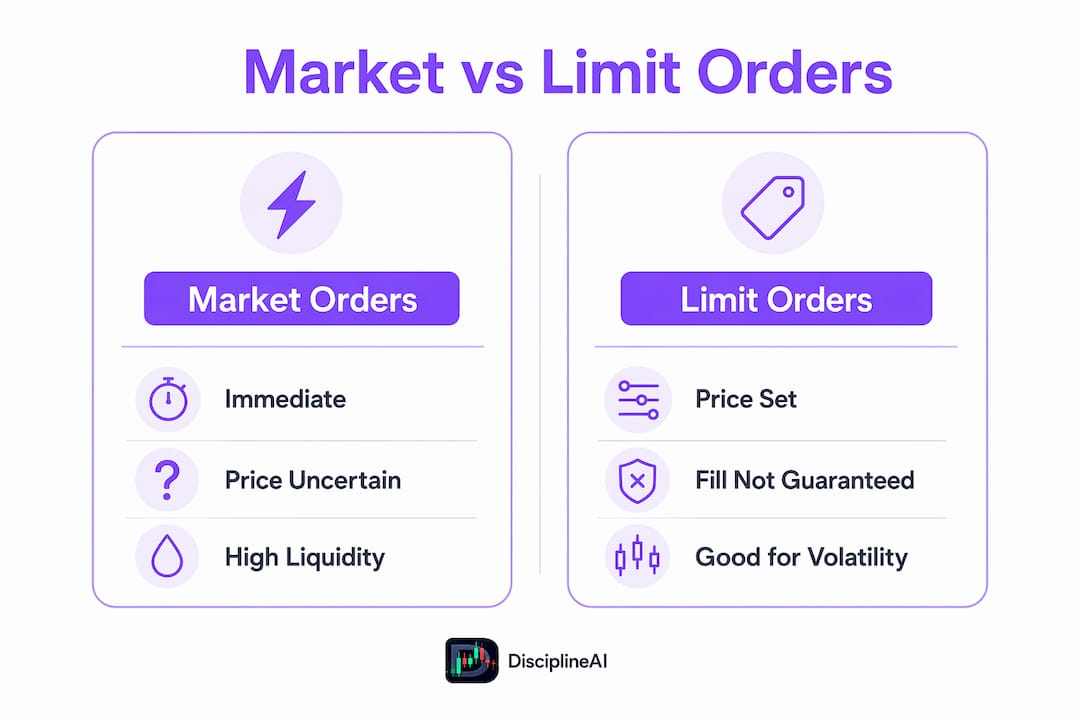 Infographic comparing market and limit orders