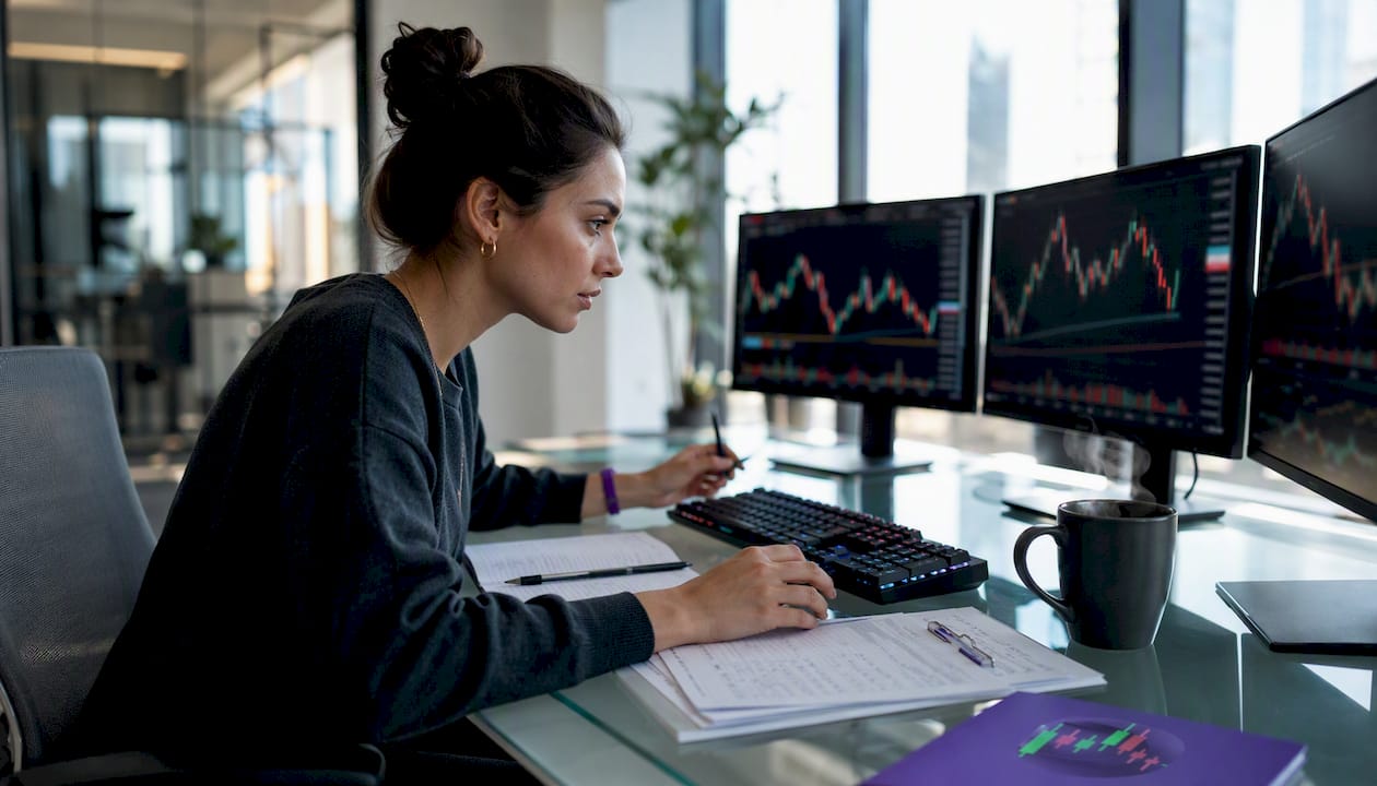 Retail trader reviewing confluence charts