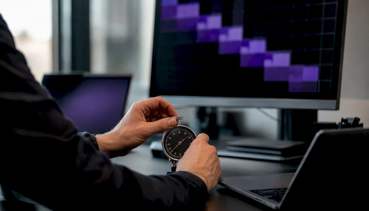 Hands adjusting liquidity gauge near charts