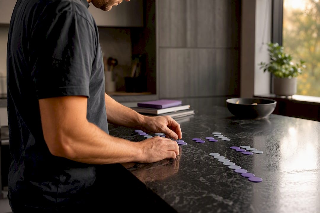 Trader hands placing tokens on table