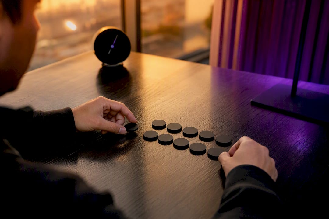 Hands placing risk brake tokens on table