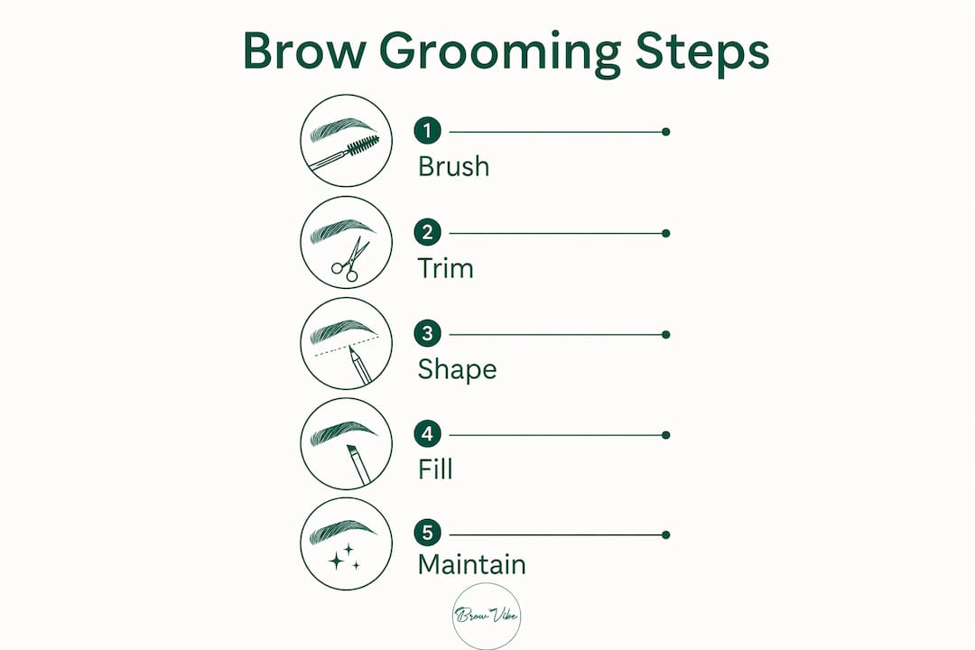 Infographic illustrating brow grooming steps
