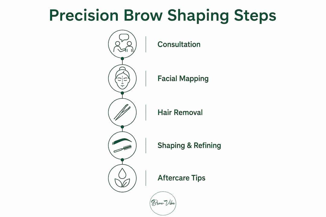 Infographic illustrating precision brow shaping step-by-step process