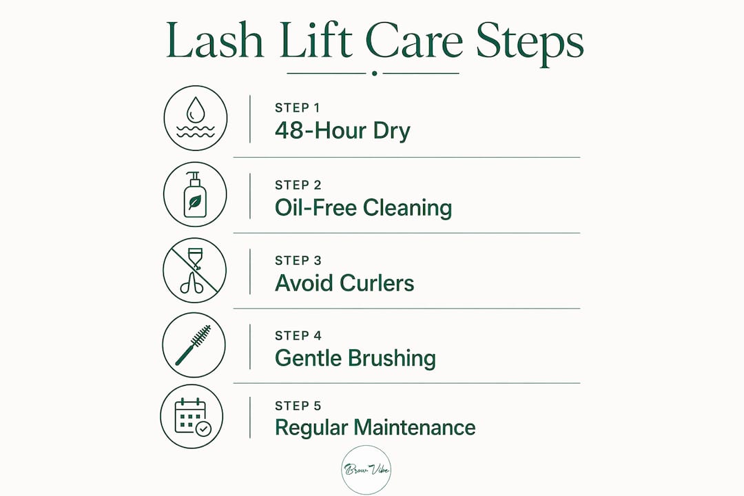 Infographic showing lash lift care steps