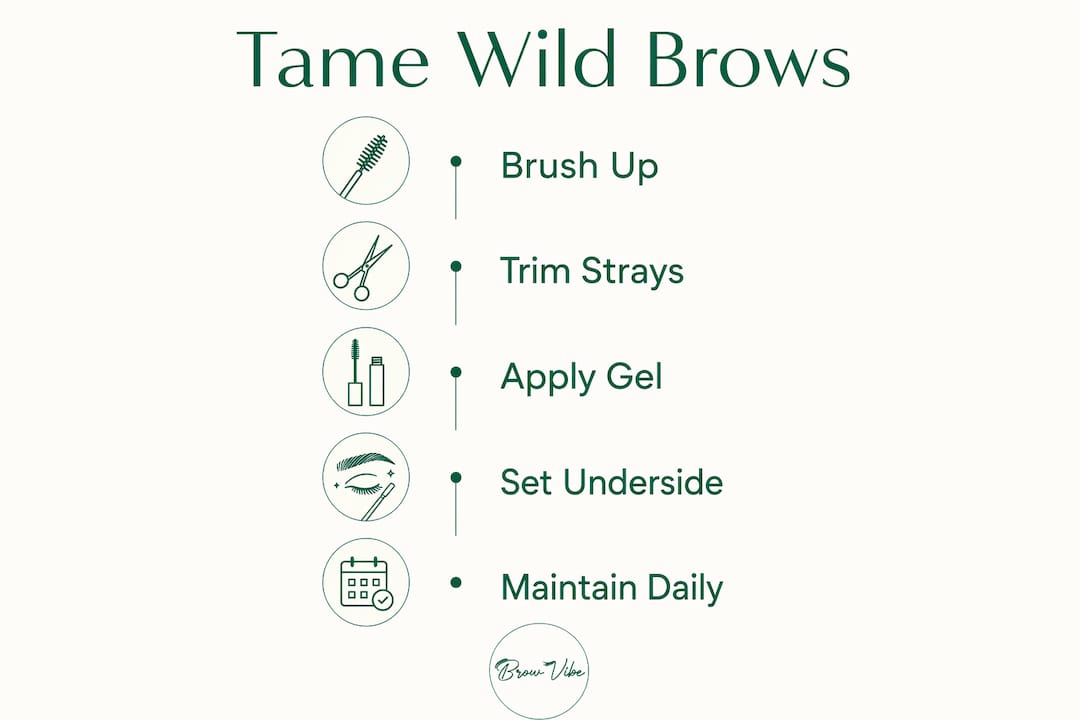 Infographic illustrating step-by-step wild brow grooming