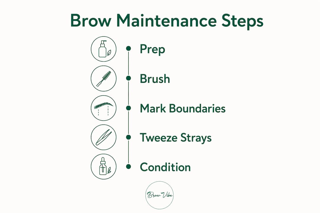 Infographic showing step-by-step brow maintenance