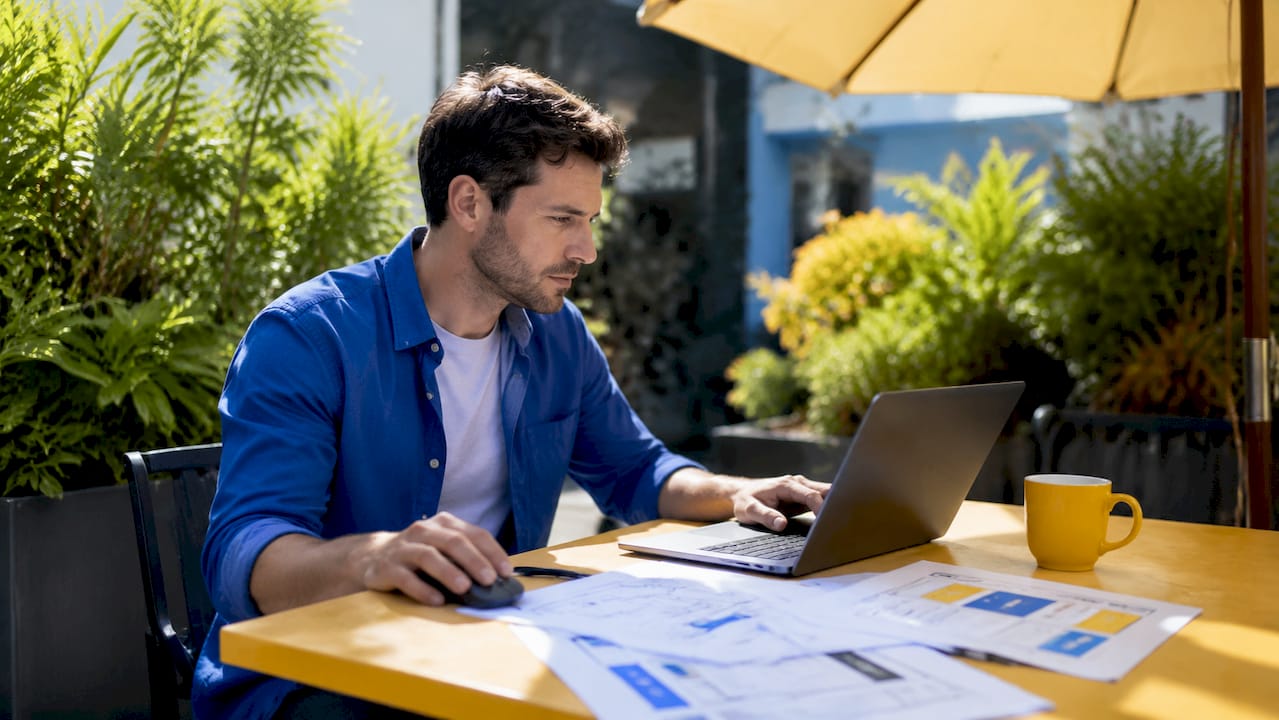 Developer testing software at home desk
