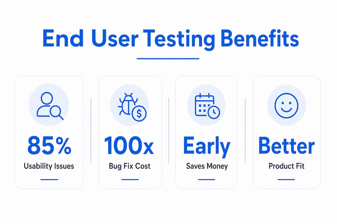 Infographic showing benefits and ROI of end user testing