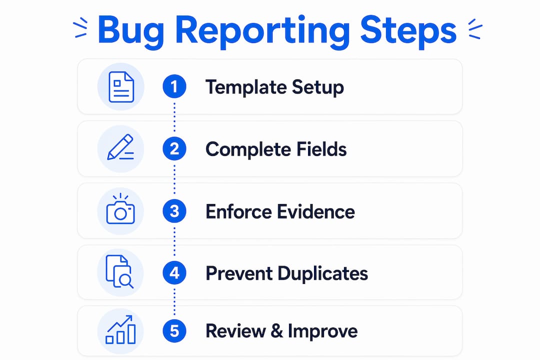 Infographic of key bug reporting steps