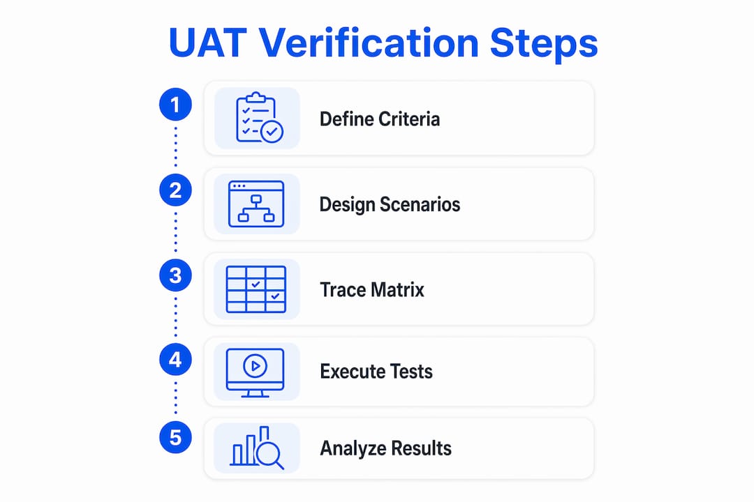 Infographic showing UAT verification steps
