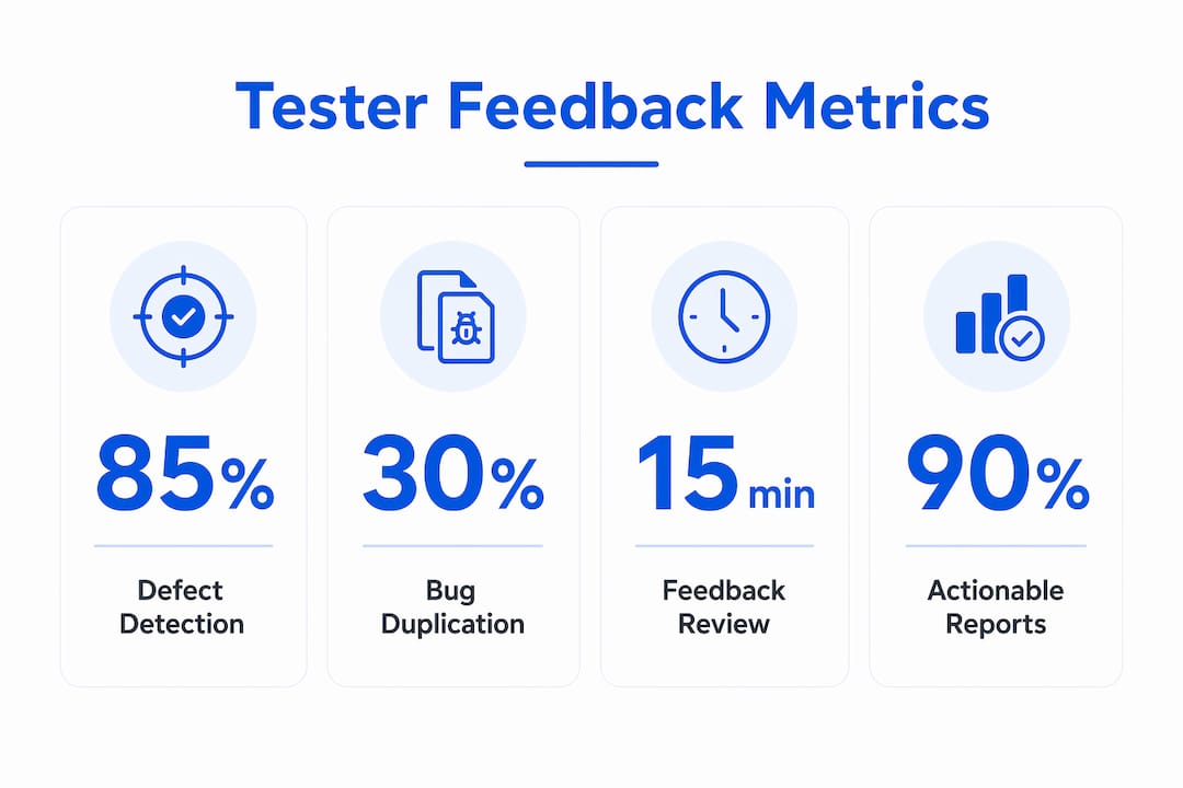 Infographic presenting key tester feedback metrics