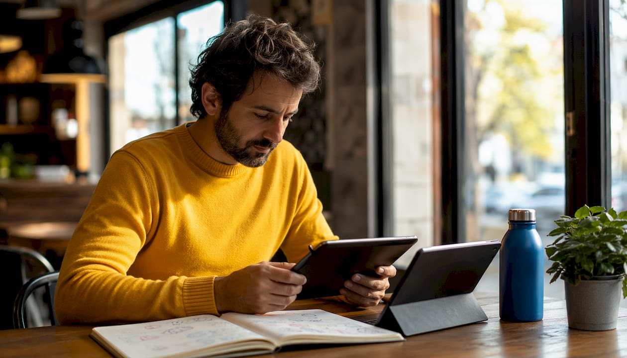 Project lead viewing Azure DevOps dashboards at desk