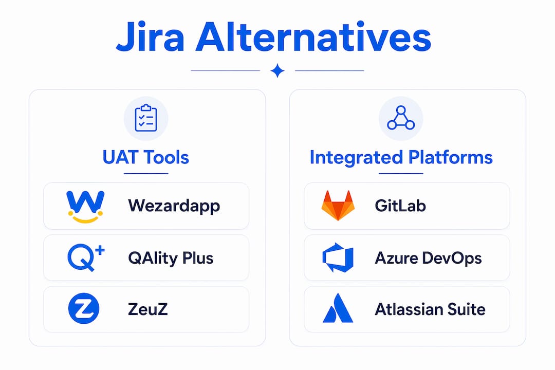 Infographic comparing Jira alternatives for UAT and project management