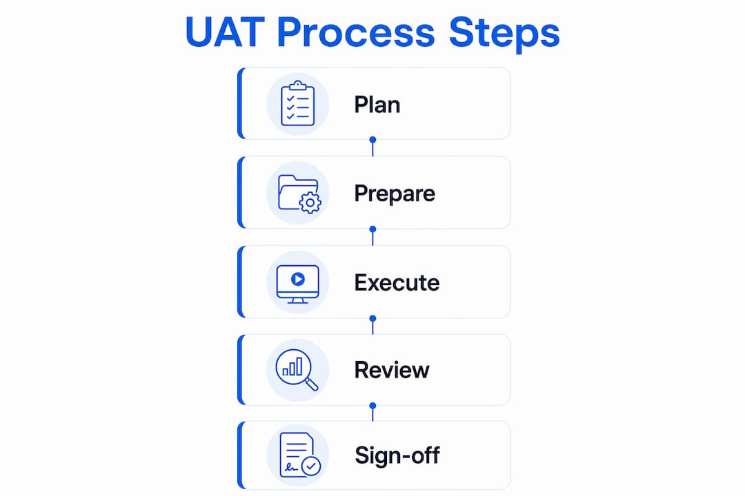 Infographic illustrating user acceptance testing process steps