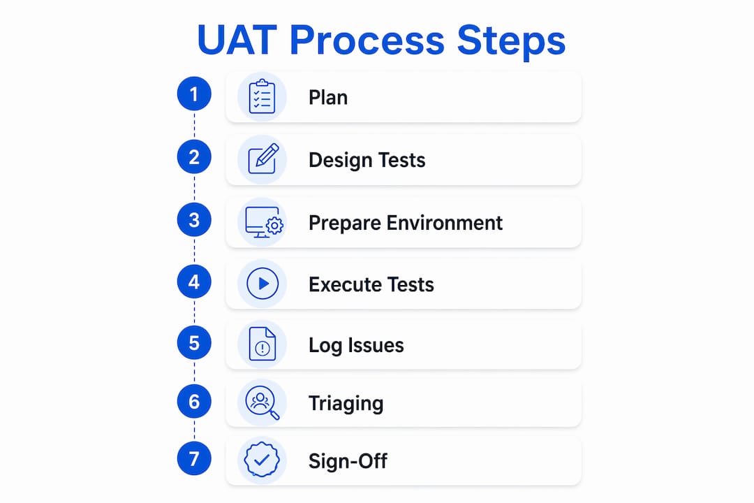 Infographic showing UAT process steps