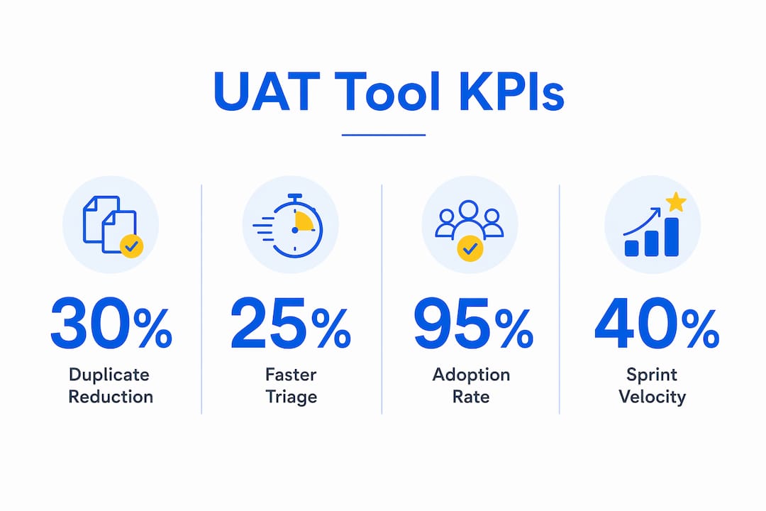 Infographic showing key UAT tool metrics