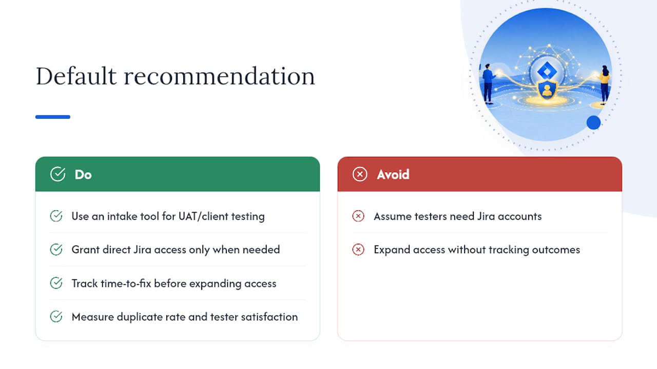 Recommended default, and when direct access still makes sense — overview diagram
