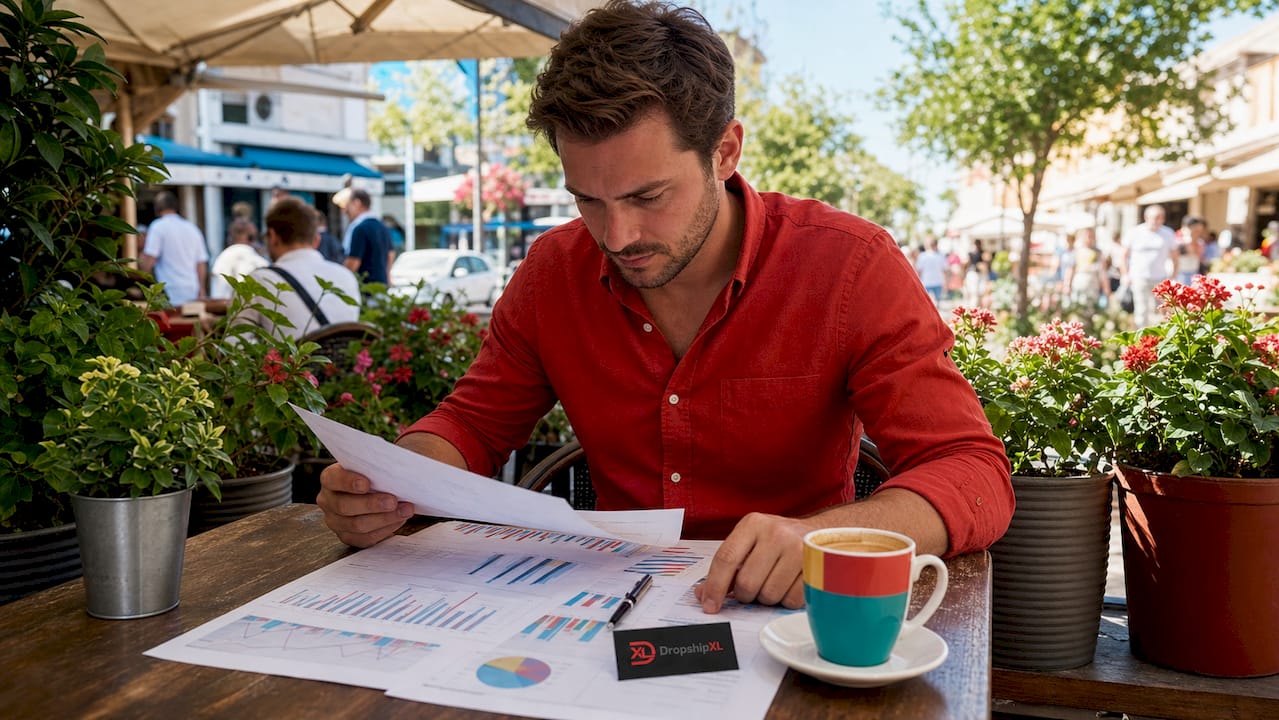 Entrepreneur analyzing dropshipping margins