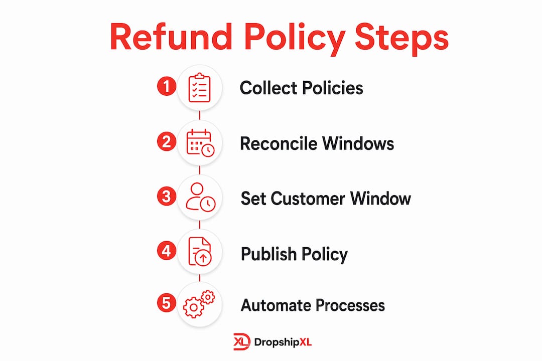 Infographic showing steps to set refunds
