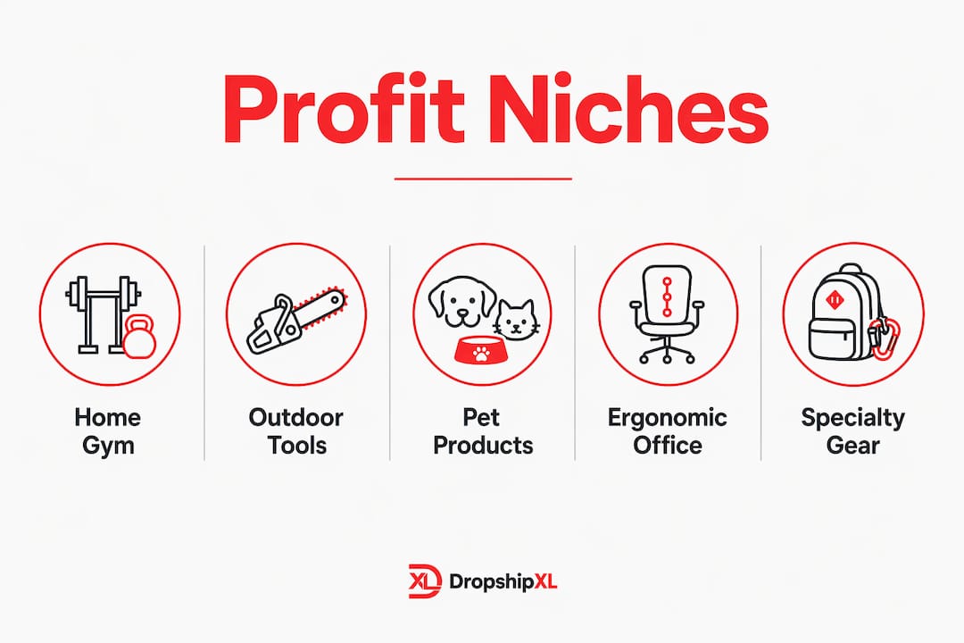 Infographic showing profitable dropshipping niches