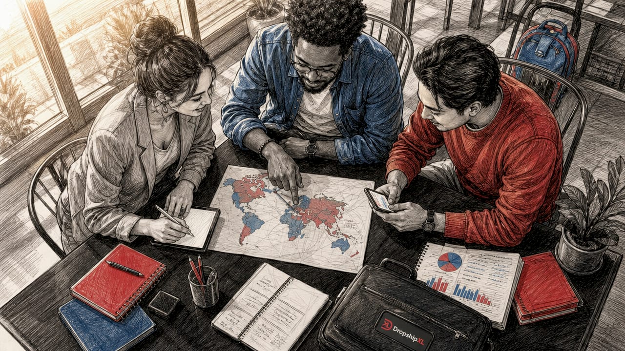 Team collaborating on dropshipping roles