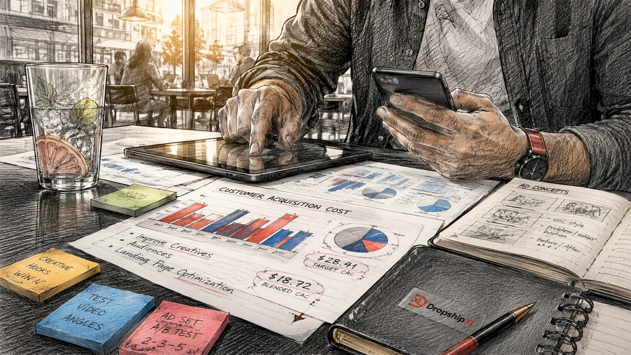 Hands reviewing marketing costs data