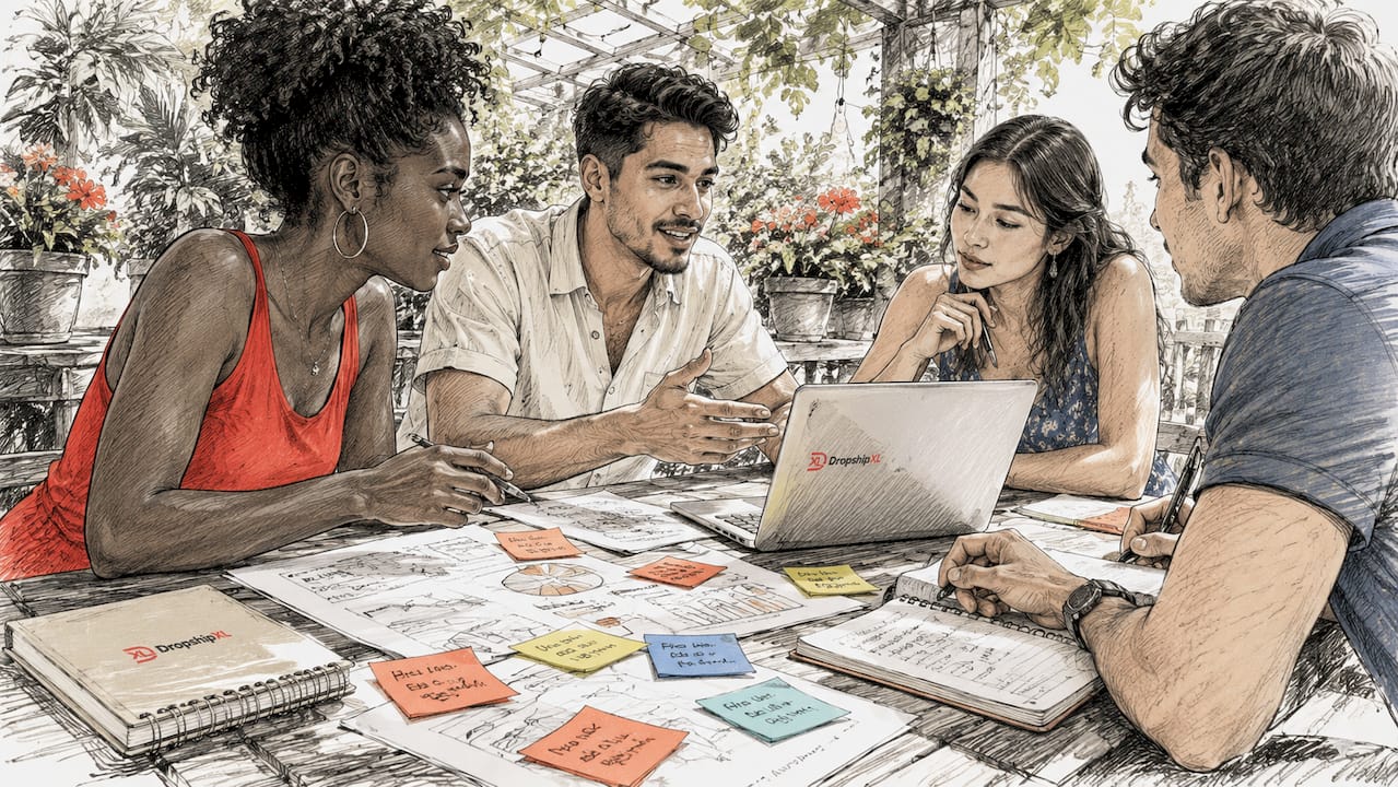 Team systematizing dropshipping business operations