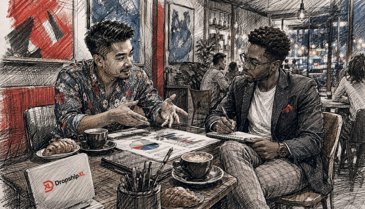 Mentors discussing dropshipping business plan
