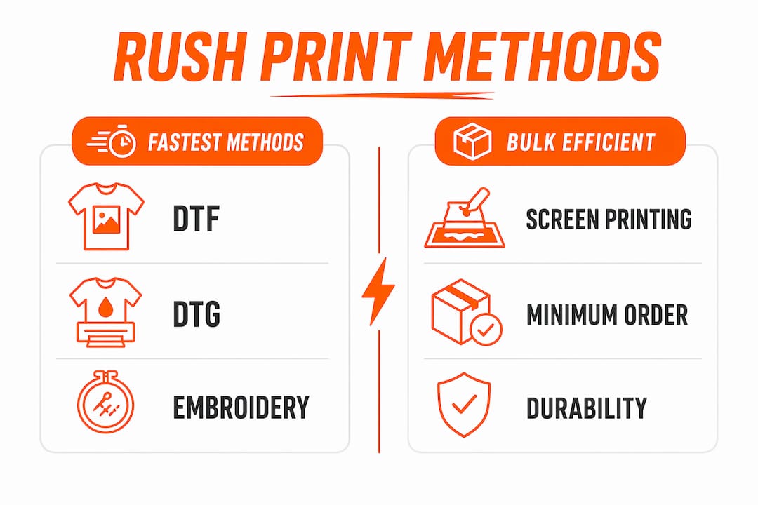 Infographic comparing fast and bulk print methods